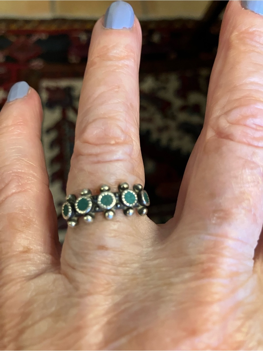 VINTAGE STERLING SILVER NATIVE AMERICAN RING STAMPED - Picture 3 of 9
